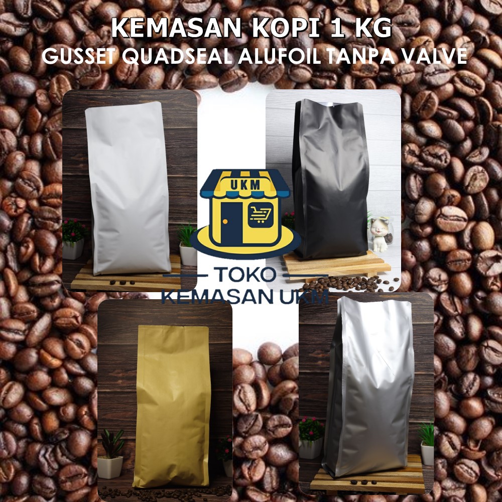 KEMASAN GUSSET FOURSIDE SEAL ALUFOIL 1 KG-KEMASAN KOPI 1 KG