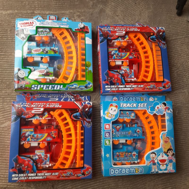 Maenan Mainan Laki Laki Perempuan Kereta Api Set Train Pack Dos Karakter Kartun Populer Spiderman Do