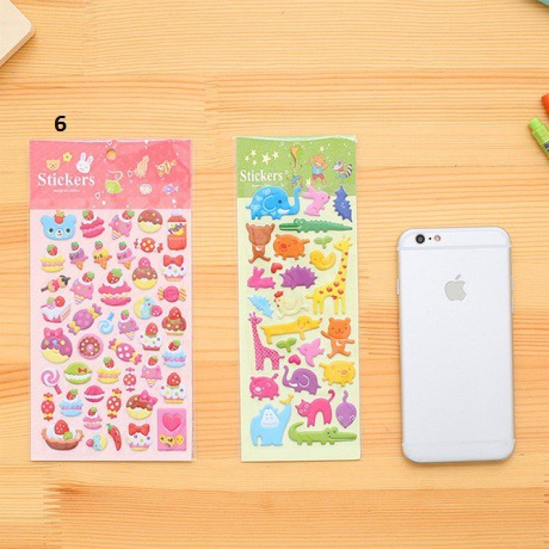 Stiker Bubble 3D Motif Kartun Kebun Binatang Untuk Dekorasi Diary / Handphone / Hadiah Anak Tk DIY