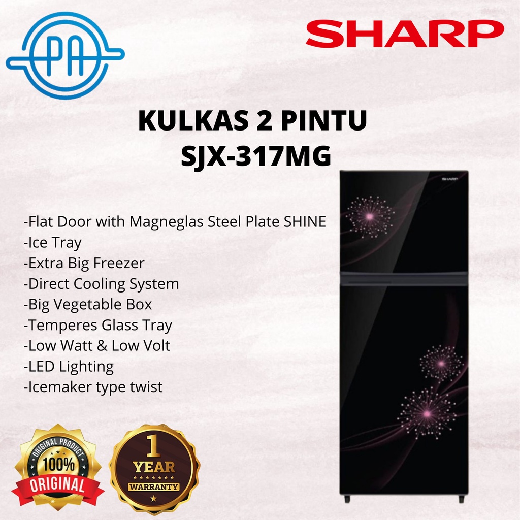 KULKAS SHARP 2 PINTU LEMARI ES KULKAS SHARP SJX 317 MG