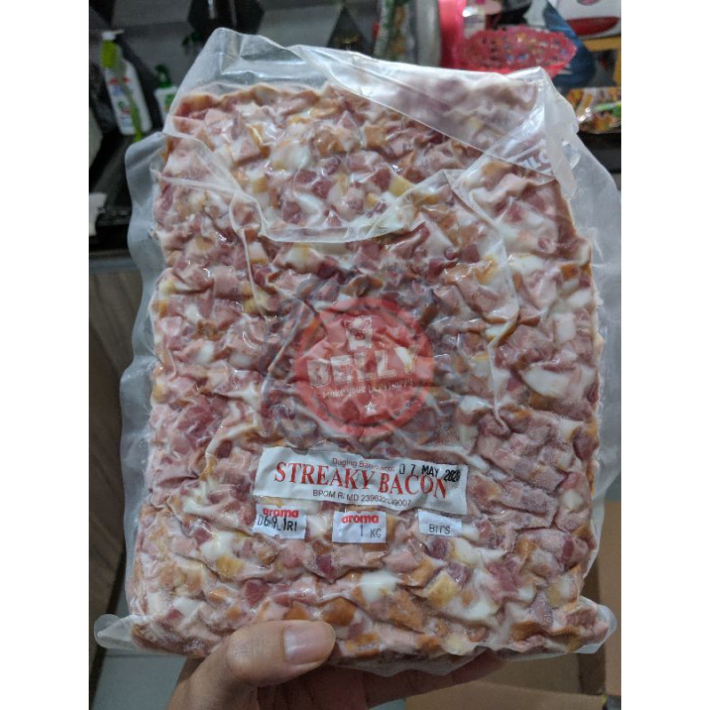 BACON BABI - Bacon bits 1kg (Bacon Potongan Kecil) AROMA - Frozen Food