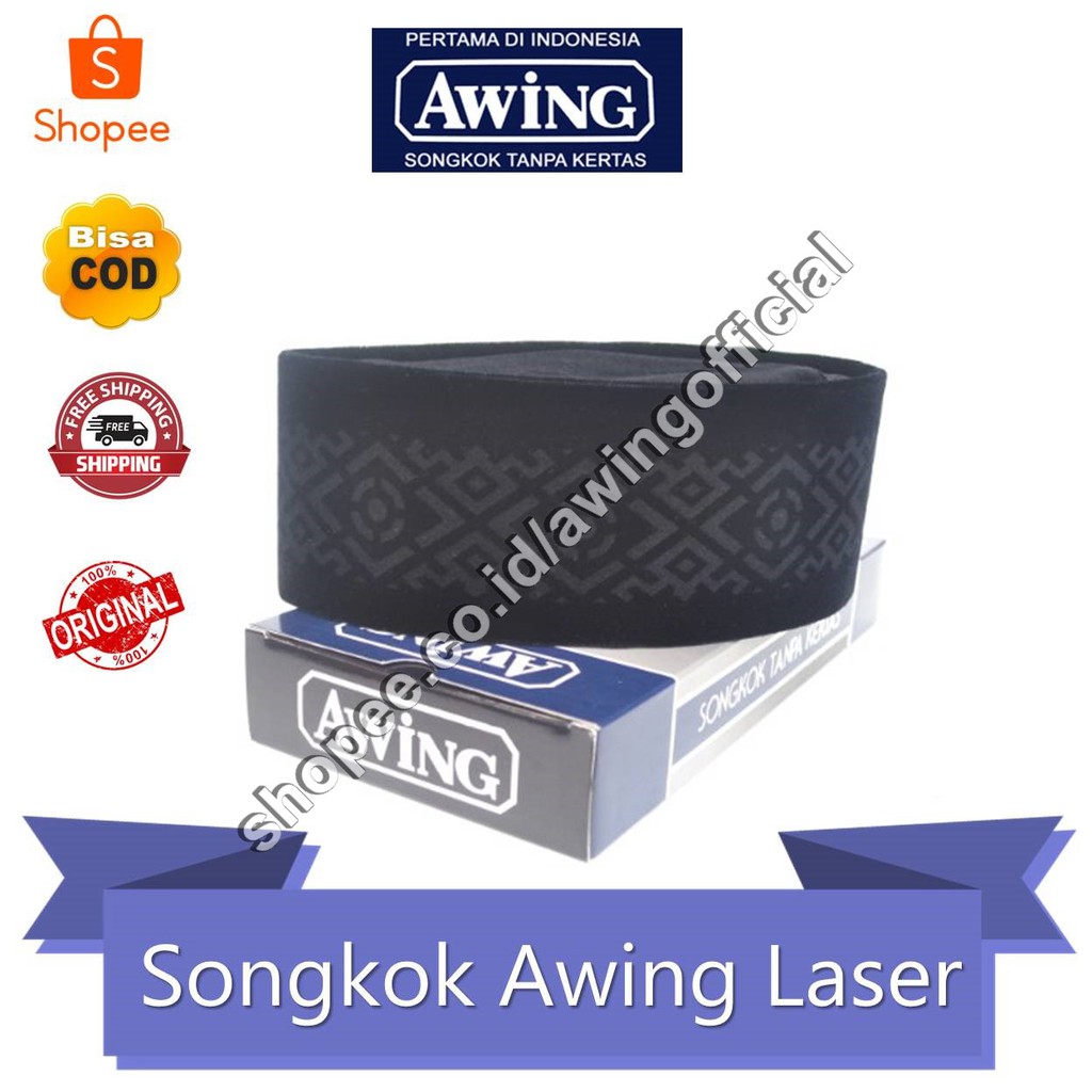 Songkok Awing Laser AC Tinggi 9cm Peci Awing  Official Asli