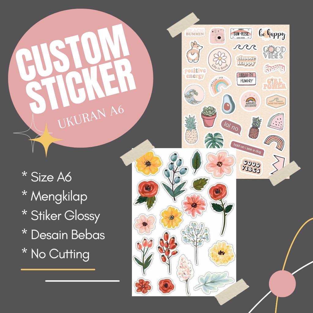 

Custom Sticker Glossy Ukuran A6 - Desain Bebas
