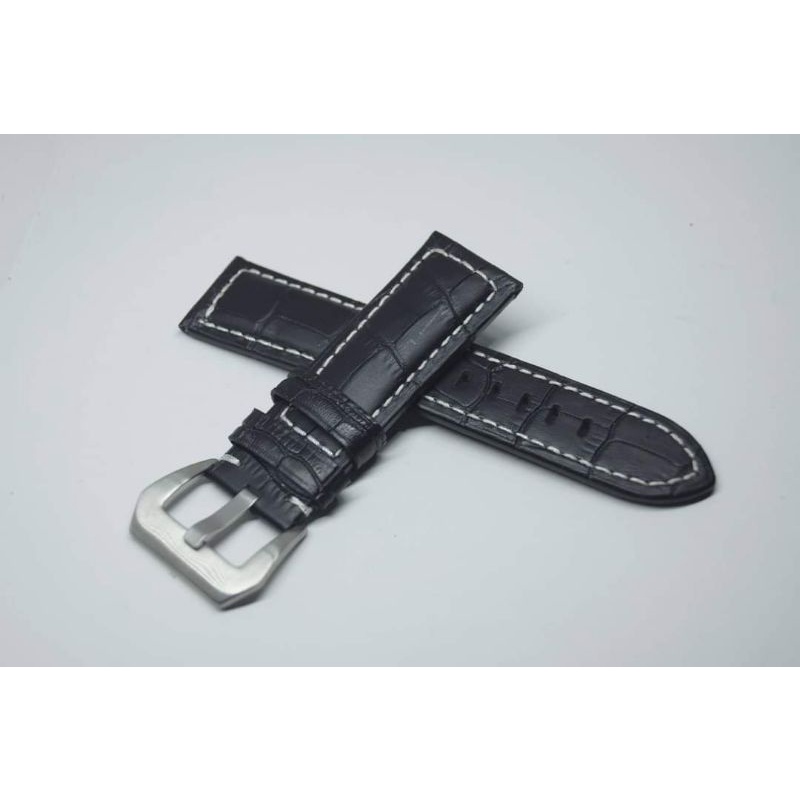 LEATHERS STRAP JAM PANERAI 24MM HITAM TALI JAM TANGAN PANERAI 24MM WATCH BEND PANERAI 24MM HITAM BONUS PEN