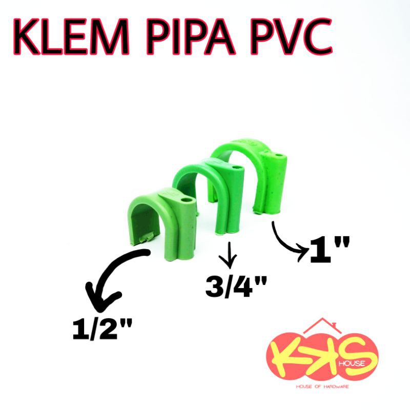 kleman pipa.klem paralon pvc/plastik 1/2"|3/4"|1"
