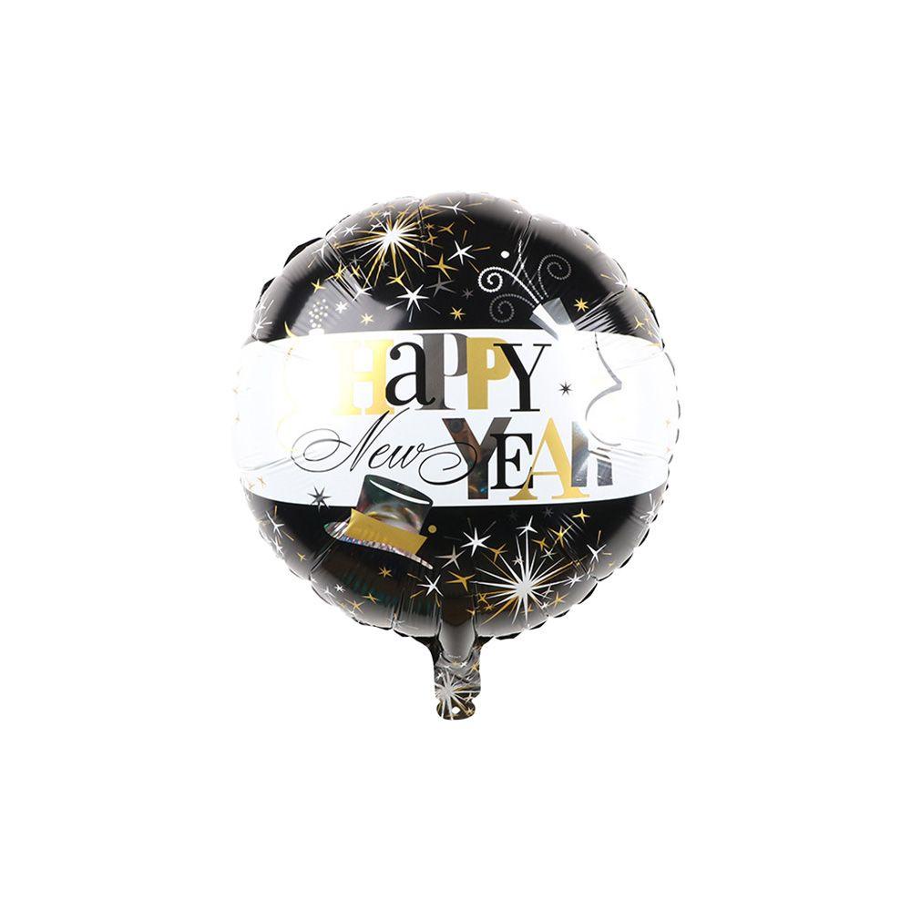 Solighter DIY Balon Dengan Gambar Tulisan Happy New Year Warna Hitam / Emas