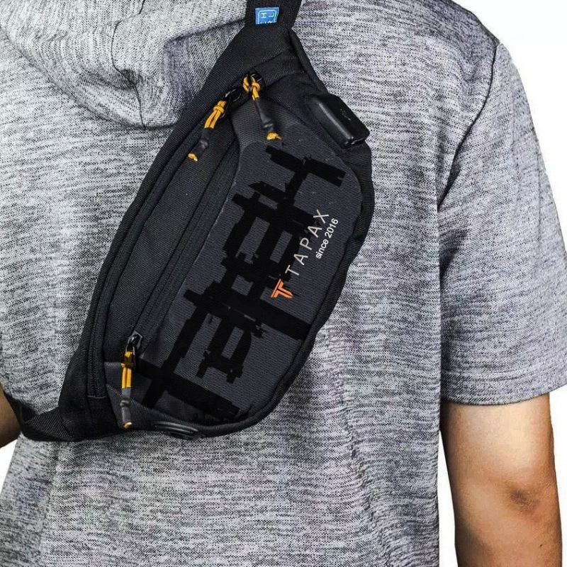 Tas Selempang Waistbag Premium USB Waterproof TapaxCo Victor KinayShop