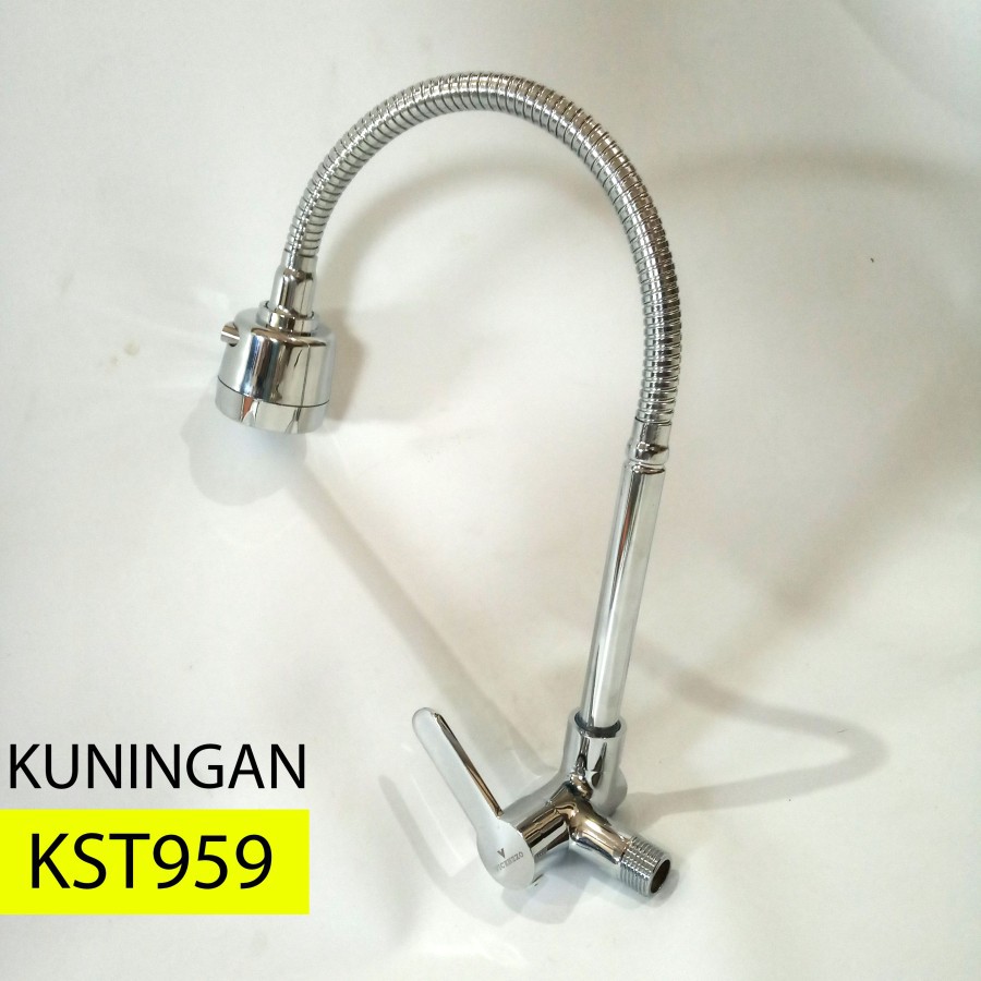 Kran Cuci Piring Flexible 1/2&quot; Kuningan Handle Engkol KST 959