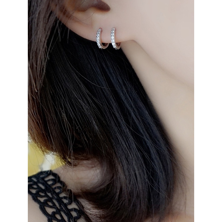 Anting Tusuk Sterling Silver 925 Dengan Berlian Imitasi Untuk Wanita