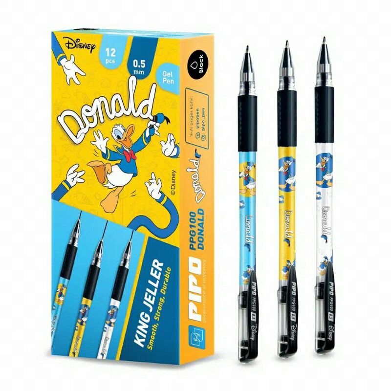 

PIPO Disney PPG100 Donald Gel Pen 0.5mm Black King Jeller Ballpoint Pulpen Tinta Hitam Alat Tulis