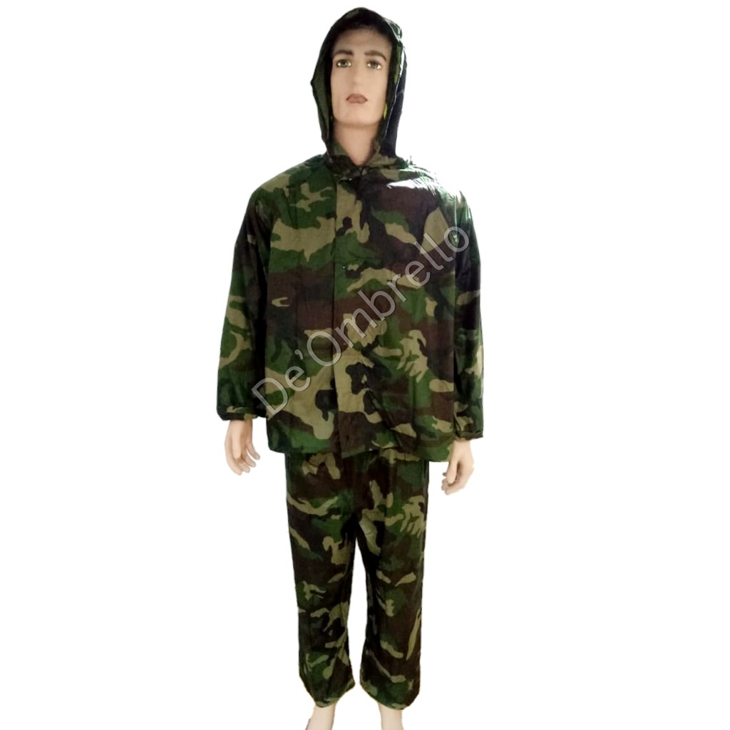 (888)Jas Hujan Stelan Jaket Celana Loreng/Army Anti Air