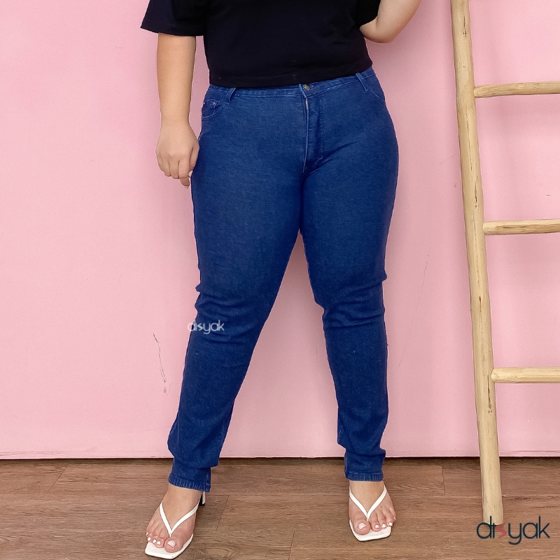 DISYAK-JUMBO High Waist Skinny Jeans Dark Blue 0012-0412