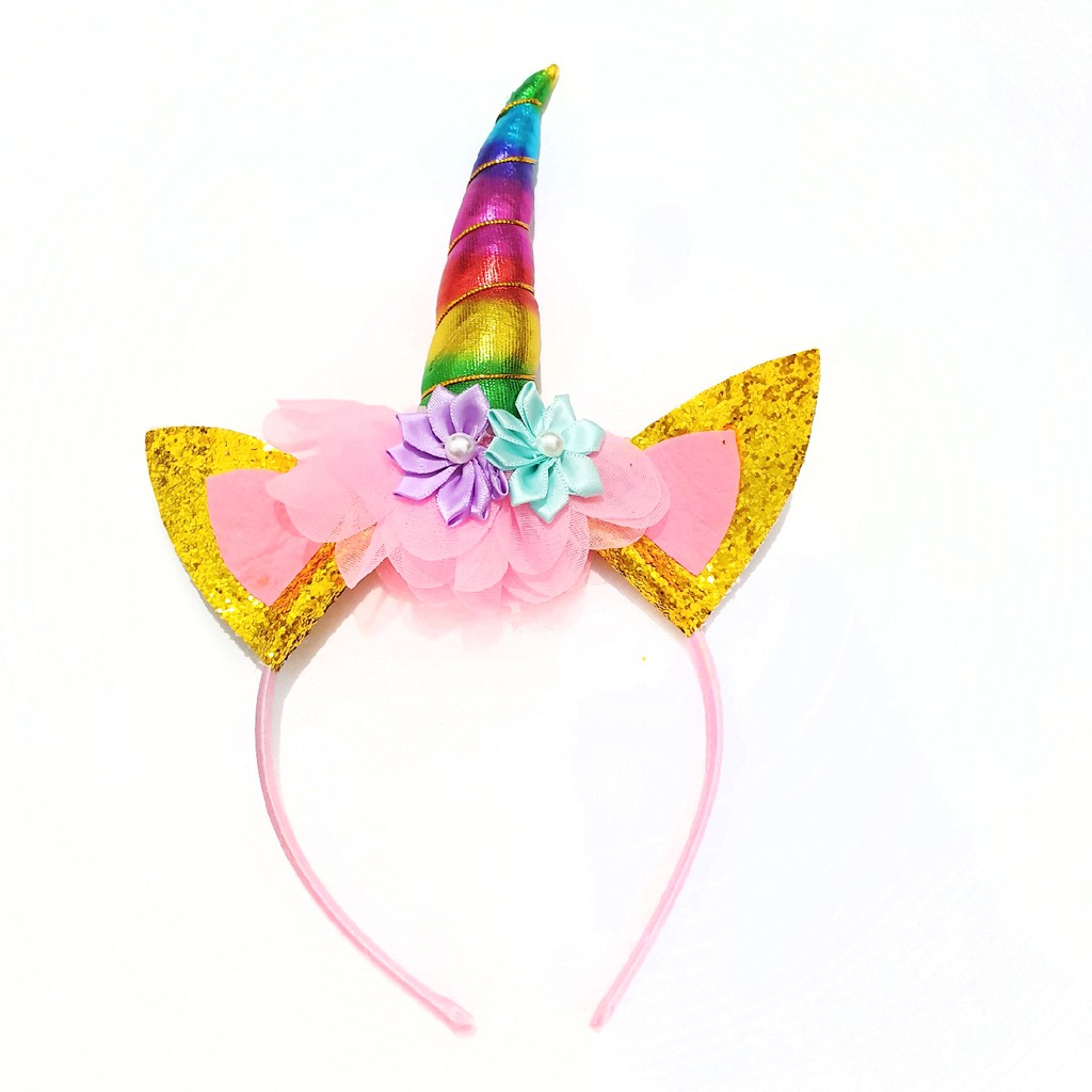 Bando Unicorn Warna Pink Silver Terlaris Aksesoris Bandana Anak Lucu Gemas Pita Kunciran Unicorn