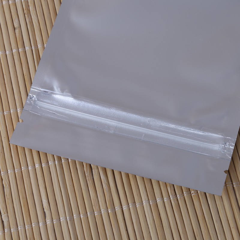 CRE  50 Pcs 10x17.5cm Silver Aluminum Foil Mylar Recloeable Ziplock Bag Front Clear Leak Proof