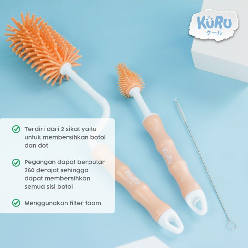 KURU Silicone Bottle Brush | Sikat Silikon Botol Nipple Dot