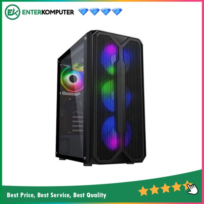 CUBE GAMING ARIA - ATX - LEFT SIDE TEMPERED GLASS - FRONT LED RGB - PSU COVER - FREE 3 PCS 12CM FAN