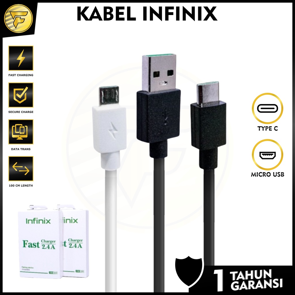 Kabel data Infinix Fast Charging Type C Micro USB 1meter kabel cas casan original