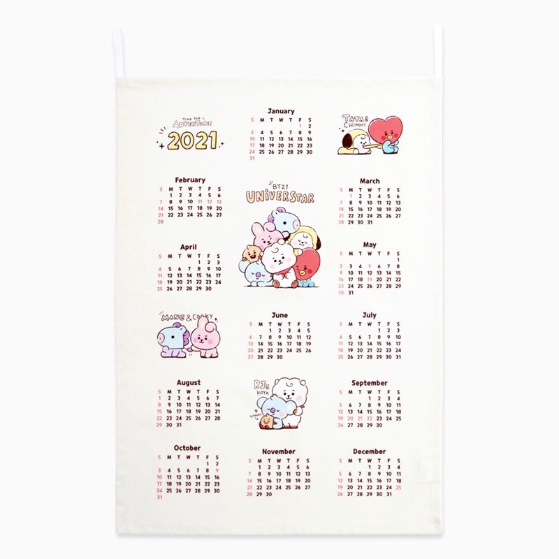 

PO SALE OFFICIAL BT21 Sketch Fabric Calendar