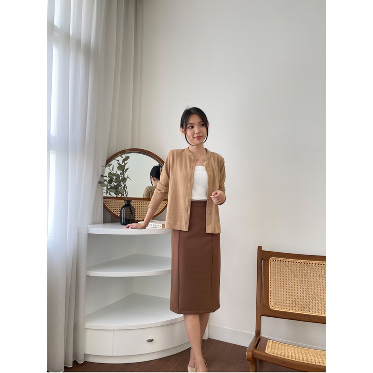 Kadaka B-0159 Rok Midi Span Wanita Crepe Premium Spandex