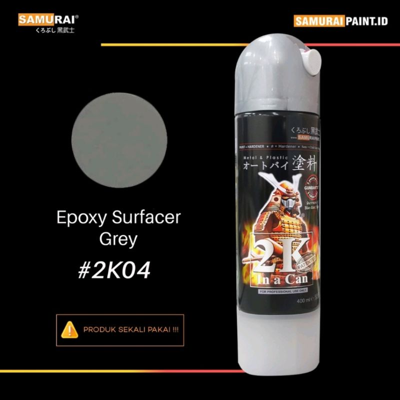 (Promo) Pilok Cat Semprot Samurai Paint Epoxy Surfacer 2K Abu /Grey - 400ml - Cat Epoxi Dasar Undercoat Primer