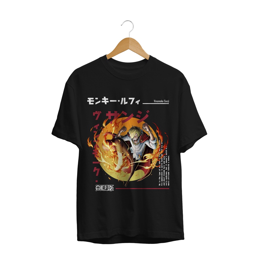 BAJU KAOS ONE PIECE SANJI FIRE PREMIUM distro KATUN PREMIUM 24S SABLON PLASTISOL