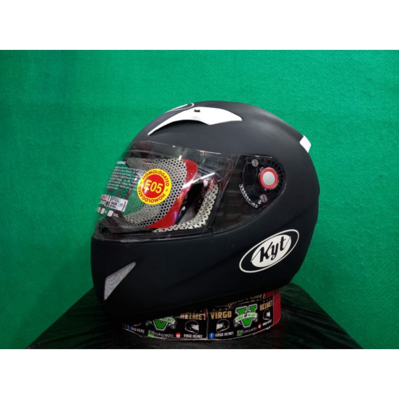 KYT HELM C4 TECH SOLID BLACK DOFT WHITE | KYT C4 ORIGINAL TERMURAH