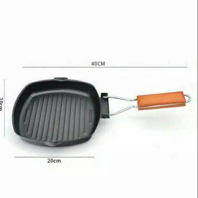 [DEASTORE] SQUARE GRILL PAN UKURAN 20 CM | TEFLON WAJAN BBQ | BAKARAN SERBAGUNA