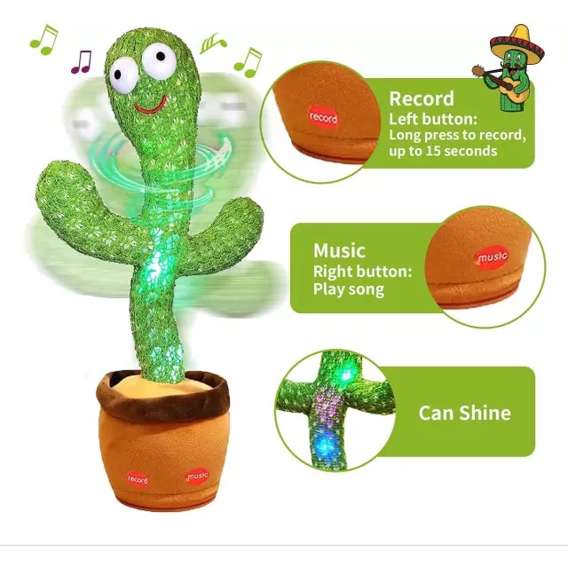 Cactus kaktus Toy Boneka Pintar Kaktus Joget Joged Goyang Bisa Ngomong Rekam Bicara Menari Dance Dancing 01