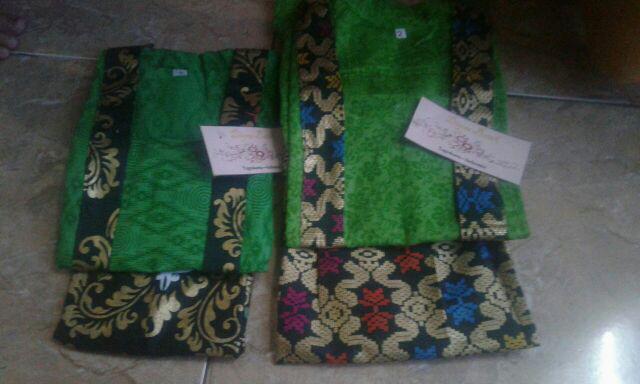 Setelan Batik Jumputan Anak Kutubaru Bahan Katun Warna Hijau Ba180