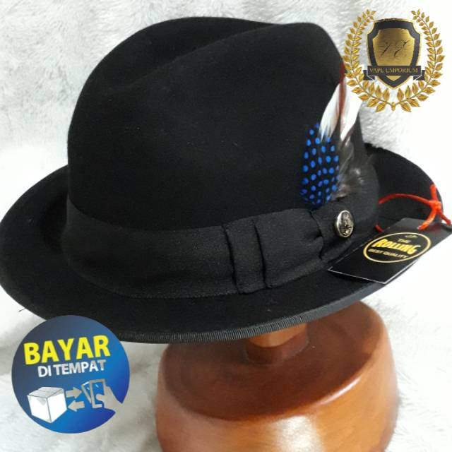 TOPI LAKEN FEDORA Topi fedora black Bahan Wool / laken import