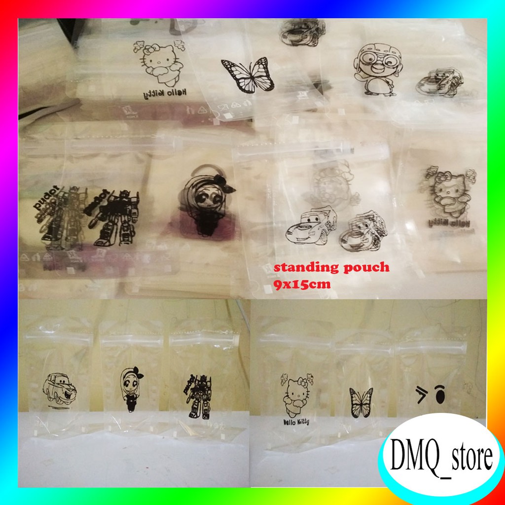 Standing Pouch 9x15 cm Karakter 50 pcs / Plastik Pudot / Standing Pouch / Plastik Kemasan Es / Kpack