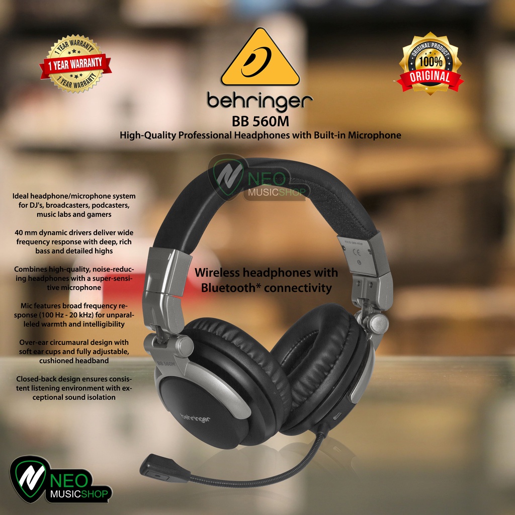 Behringer BB560M Wireless headphones Microphone Bluetooth connectivity