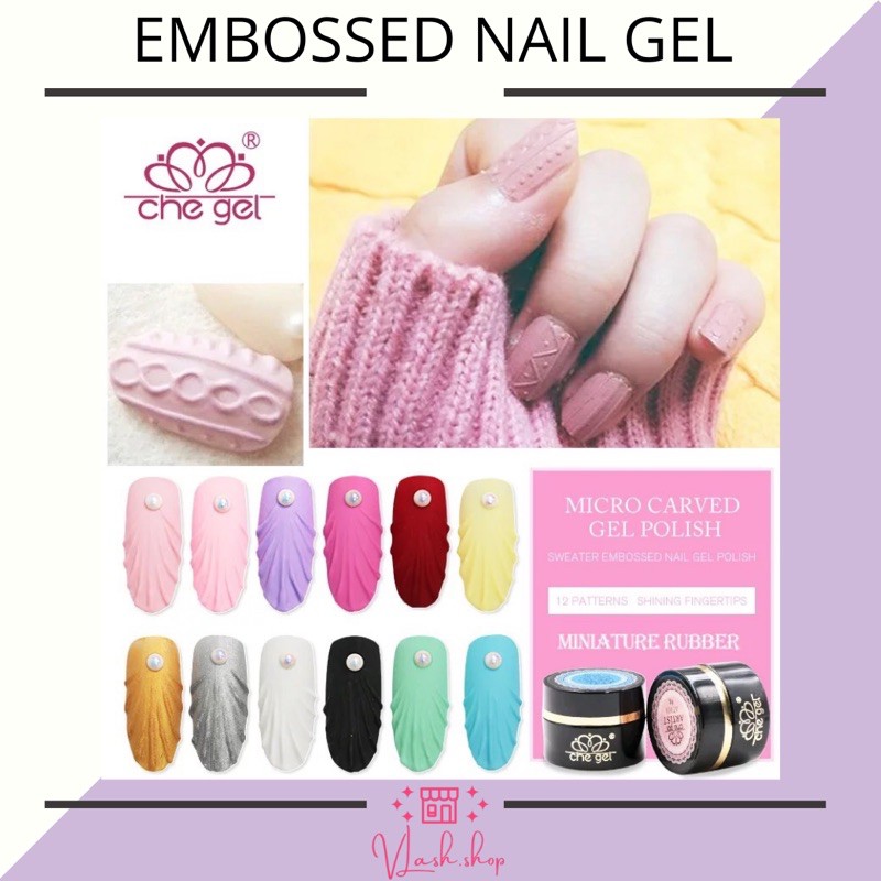 CHE GEL EMBOSSED NAIL GEL - SWEATER NAIL