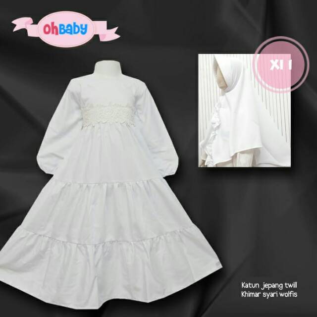 Gamis Manasik Anak OhBaby/ Gamis Putih Anak 4-6th