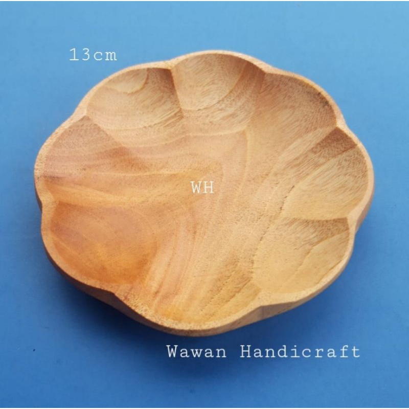 piring kayu/piring motif bunga kayu mahoni 13cm