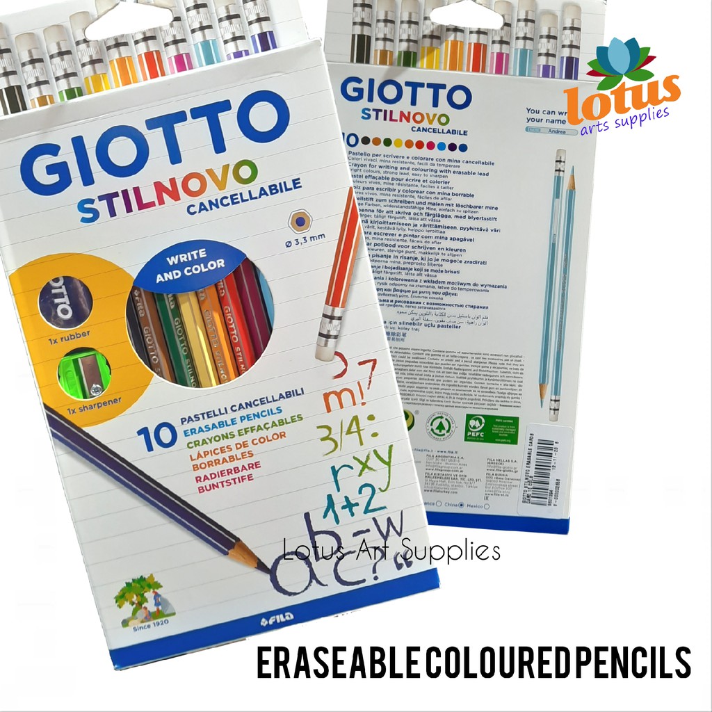 

Giotto Stilnovo Cancellabile Erasable Coloured Pencil set 10 Pensil Warna