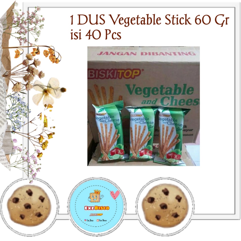 

EXZBISCO - (1 DUS) VEGETABLE STICK 60g Biskuit Anak Snack Cemilan Murah Sayuran Keju Biscuit Asin