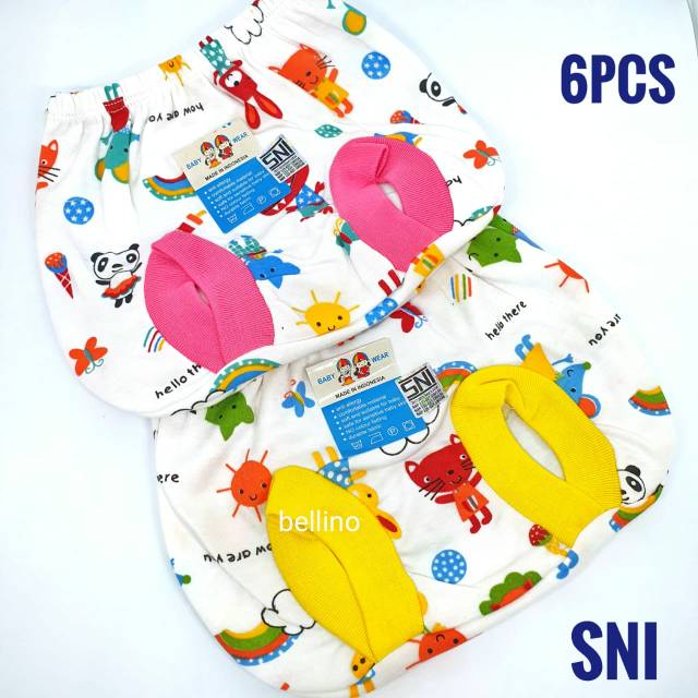 6Pcs Celana Pendek Bayi Motif New Born Super Soft SNI Celana Baby Bulat Motif Kado Bayi New Born