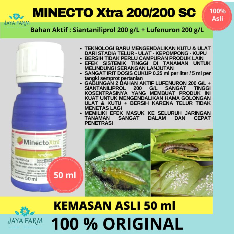 INSEKTISIDA MINECTO XTRA KEMASAN 50 ml (SPESIALIS KUTU & ULAT GRAYAK JAGUNG, SAYUR, BAWANG MERAH)
