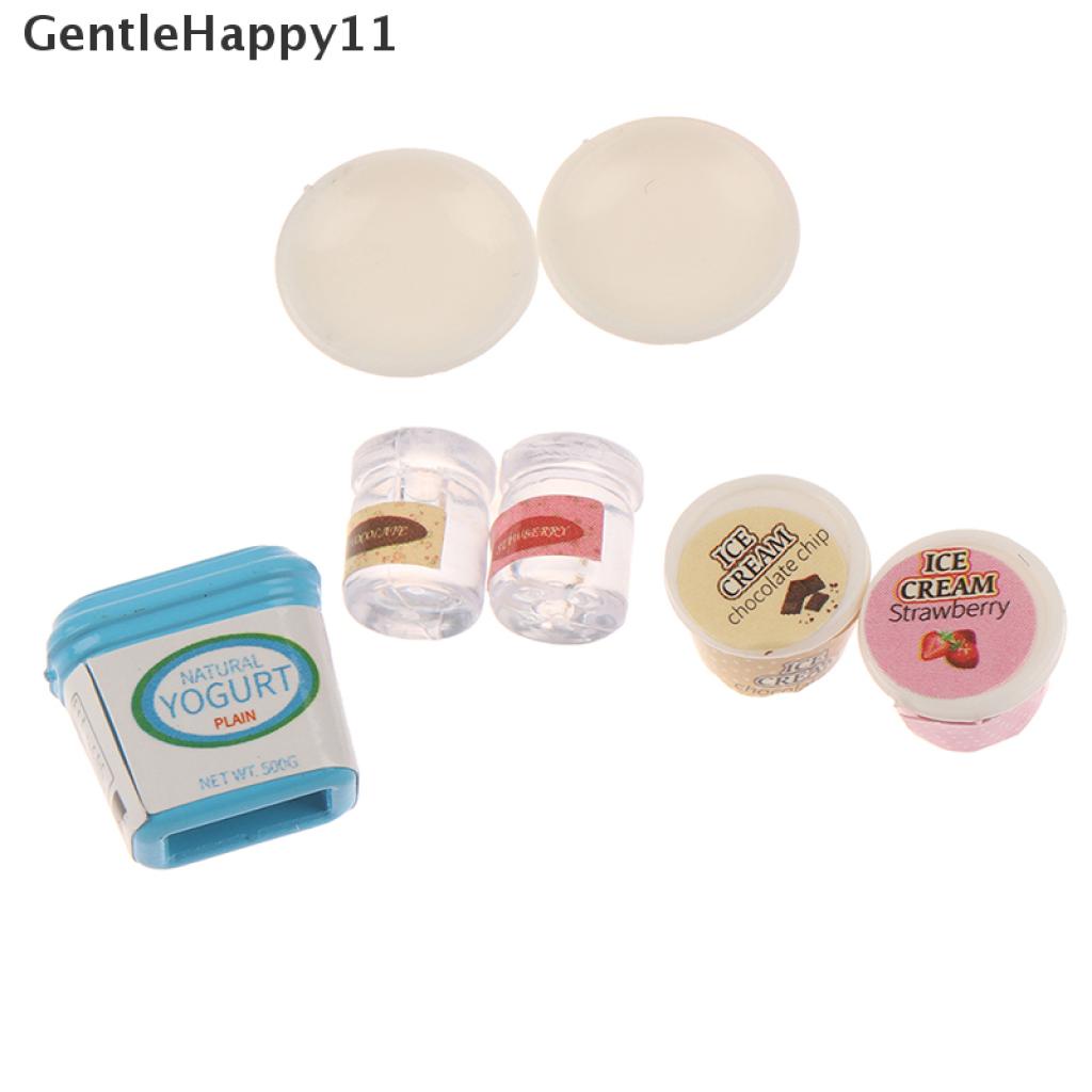 Gentlehappy 7Pcs / Set Mainan Miniatur Yogurt / Es Krim Untuk Aksesoris Dapur Rumah Boneka