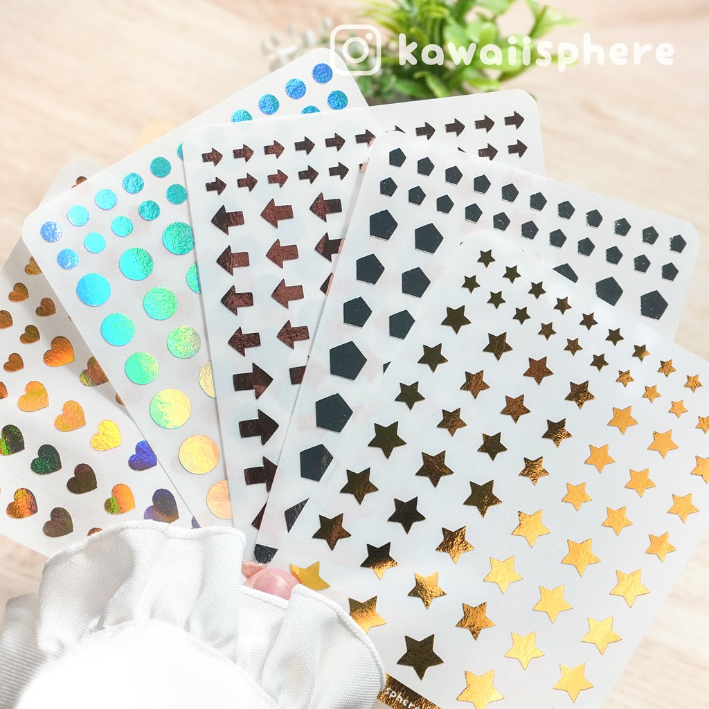 

Basic Shape Foiled Stickers Kawaiisphere | Gold / Silver / Hologram Foil Sticker