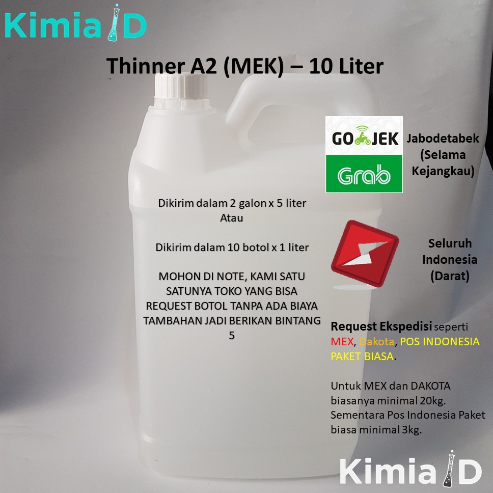 Thinner MEK 10 Liter - Thinner - Solvent - Thinner Cat - Thinner Epoxy Resin - Pengencer Resin