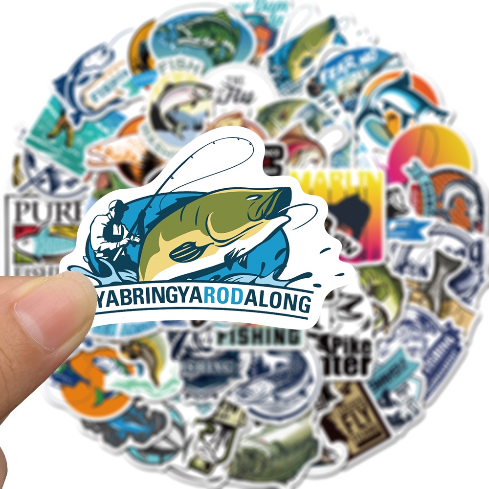 50Pcs/Set Outdoor Fishing Logo Stickers For Luggage Laptop Notebook Car Motorcycle Suicase For Kids Toy Phone