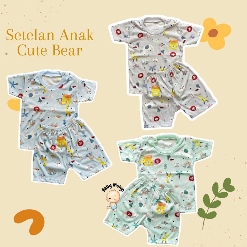 setelan panjang anak import/setelan anak pendek cute bear/setelan anak pendek caprina