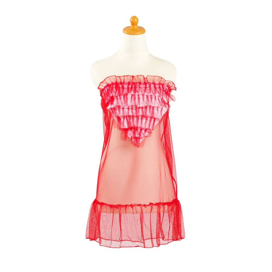 L-996 Sexy Transparent Red Tile Lingerie Dress