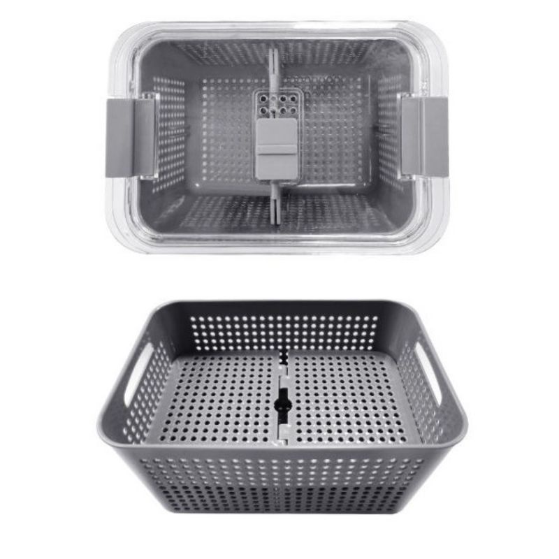 STV Compartment refrigerator drain basket toples saringan Fresh Box Penyimpanan Makanan Kotak Penyimpanan Makanan Segar Kulkas Buah Sayuran dengan saringan draining basket storage food box ukuran Medium