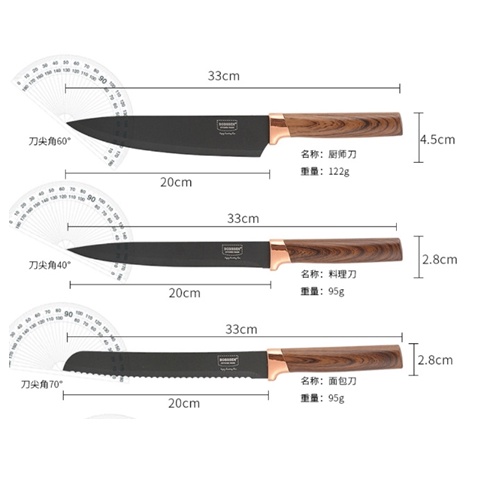 Set Pisau Dapur 6 Pcs Rosegold Japanese Stainless Steel Blade Kitchen