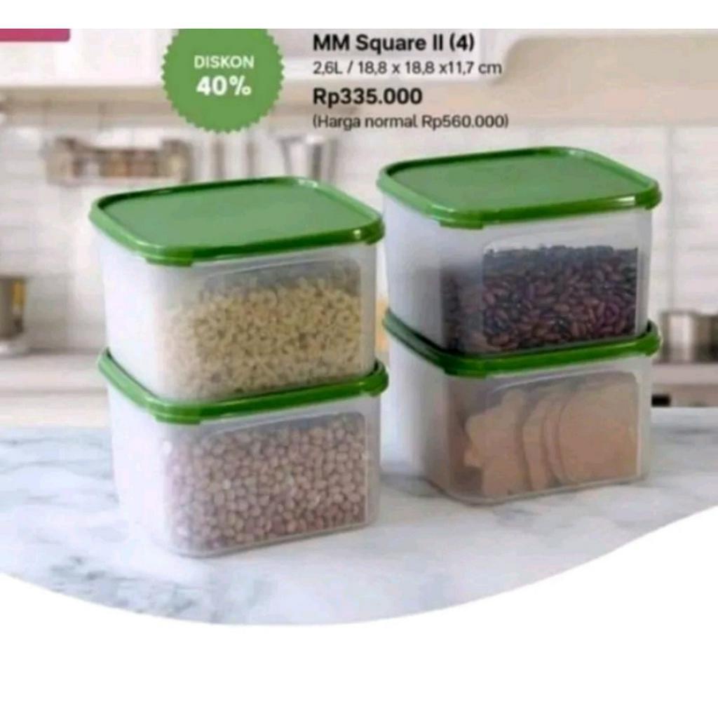 TUPPERWARE MM SQUARE 2 (2,6L) - WADAH PENYIMPANAN MAKANAN (1)