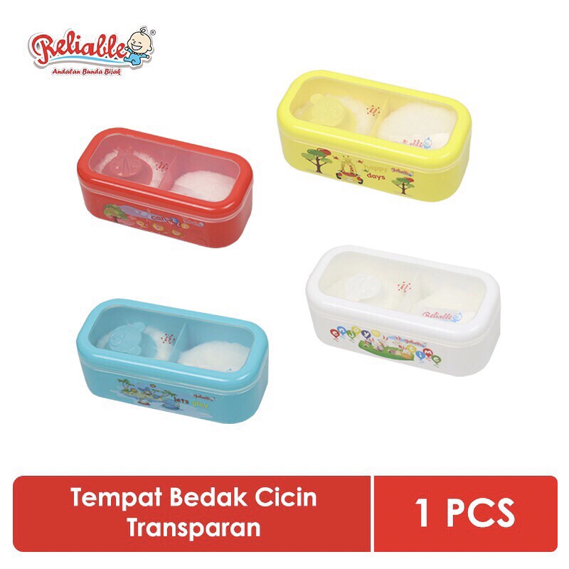 Tempat Bedak Bayi Cincin Transparan Reliable/Tempat Bedak Bayi 2 Sekat, Bahan Kuat Anti Pecah(Murah)