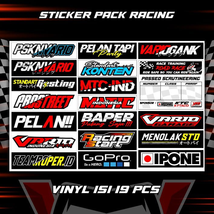 STIKER RACING PACK PASUKAN SCOOPY STIKER MOTOR SCOOPY BEAT VARIO STIKER HELM